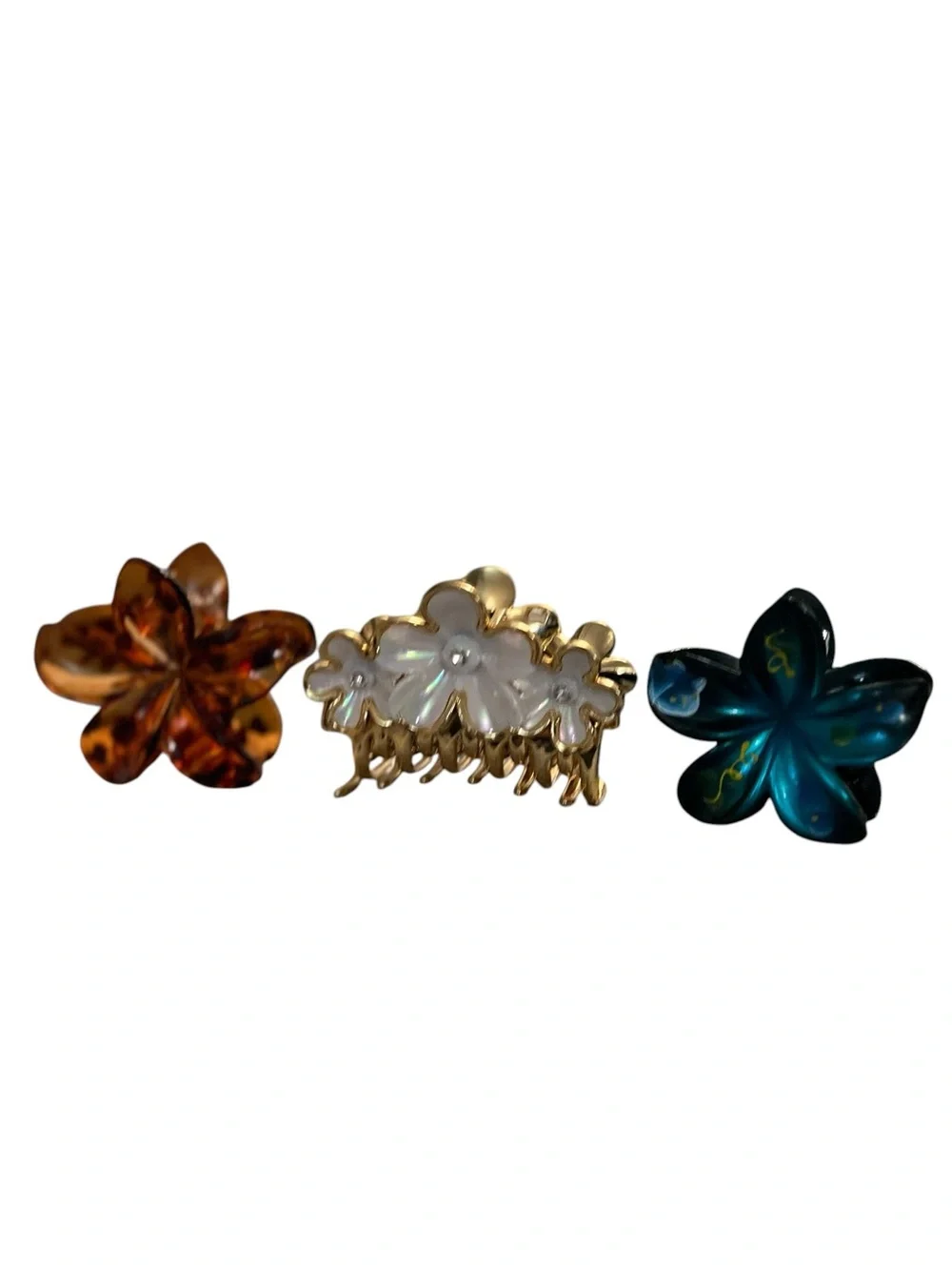 Set of 3 Tropical Flower Hair Claw Clips - NWOT